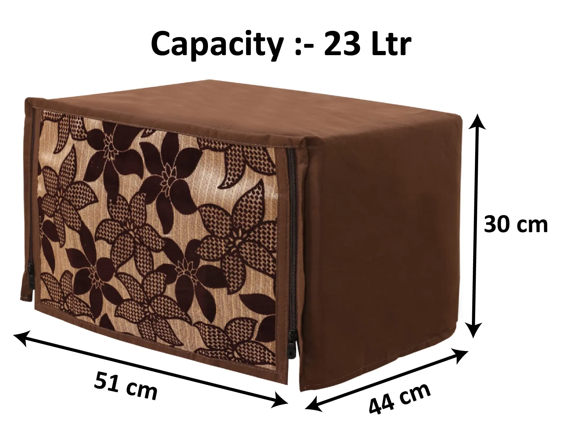 Heart Home Velvet Flower Printed Microwave Oven Cover, Dustproof Machine Protector Cover,23 LTR. (Brown)-HS43HEARTH26058