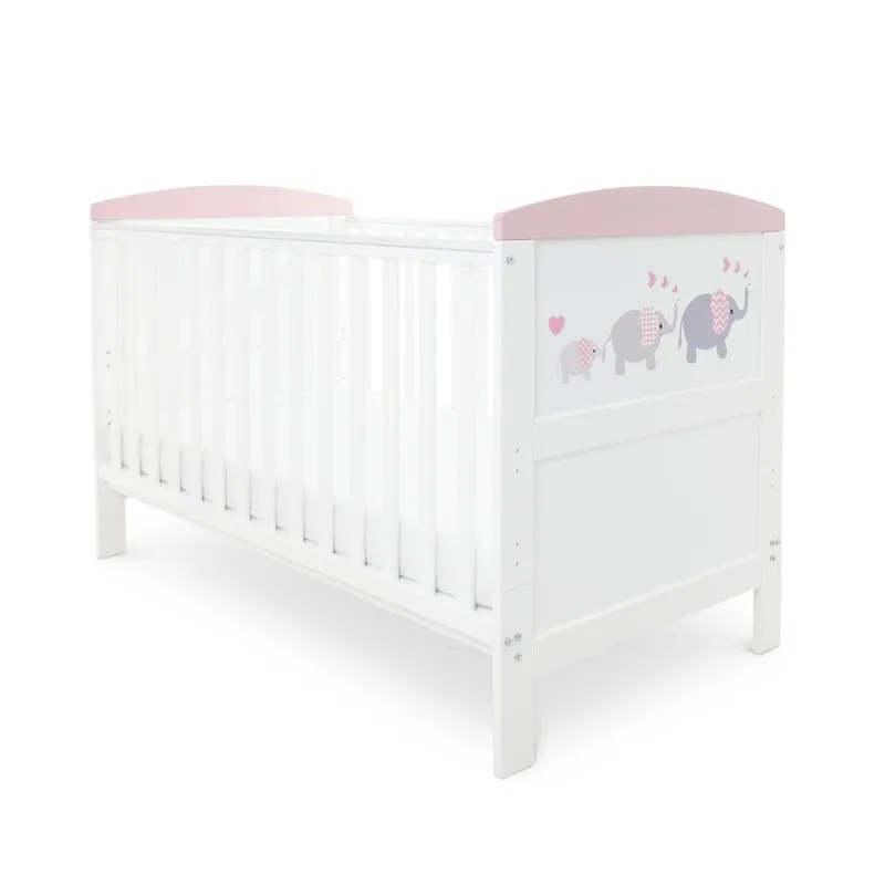 Ickle Bubba Coleby Style Cot Bed Elephant Love Pink