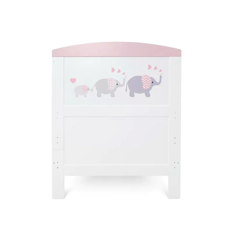 Ickle Bubba Coleby Style Cot Bed Elephant Love Pink