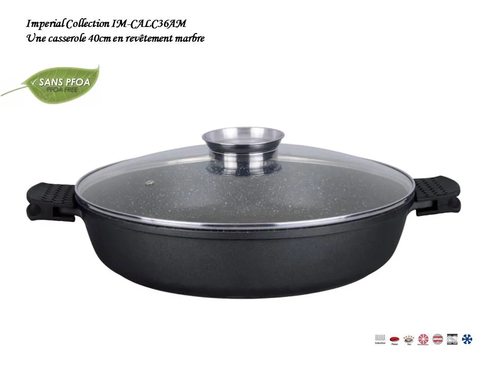 Imperial Collection IM-CALC36AM; A low saucepan 36cm in marble