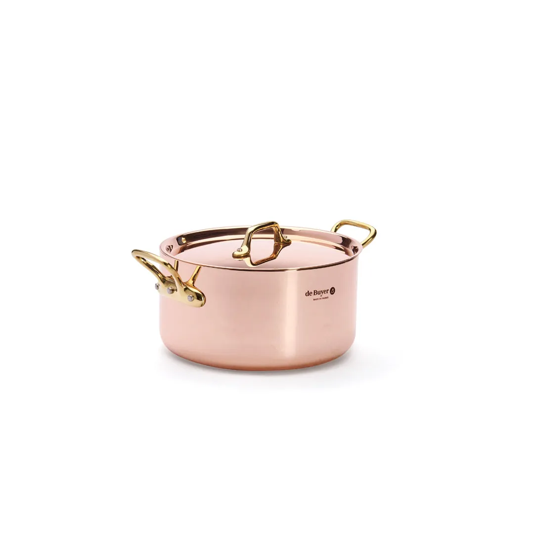 INOCUIVRE SERVICE Copper Stew Pan with Brass Handles