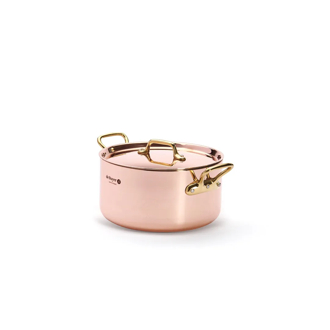 INOCUIVRE SERVICE Copper Stew Pan with Brass Handles