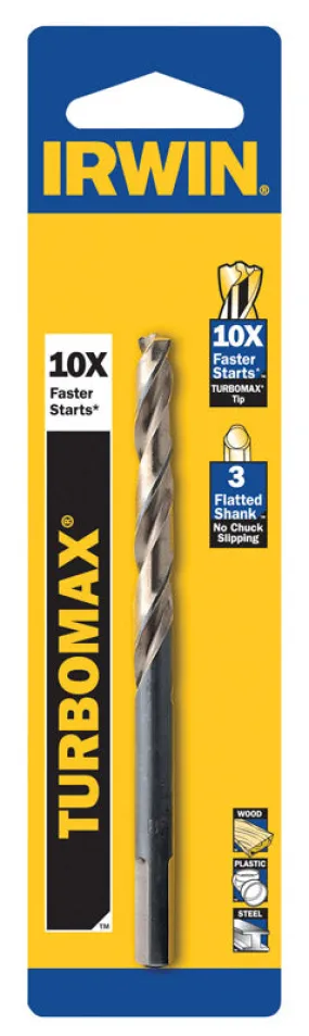 Irwin Turbomax 31/64 in. X 5-7/8 in. L High Speed Steel Drill Bit Straight Shank 1 pc