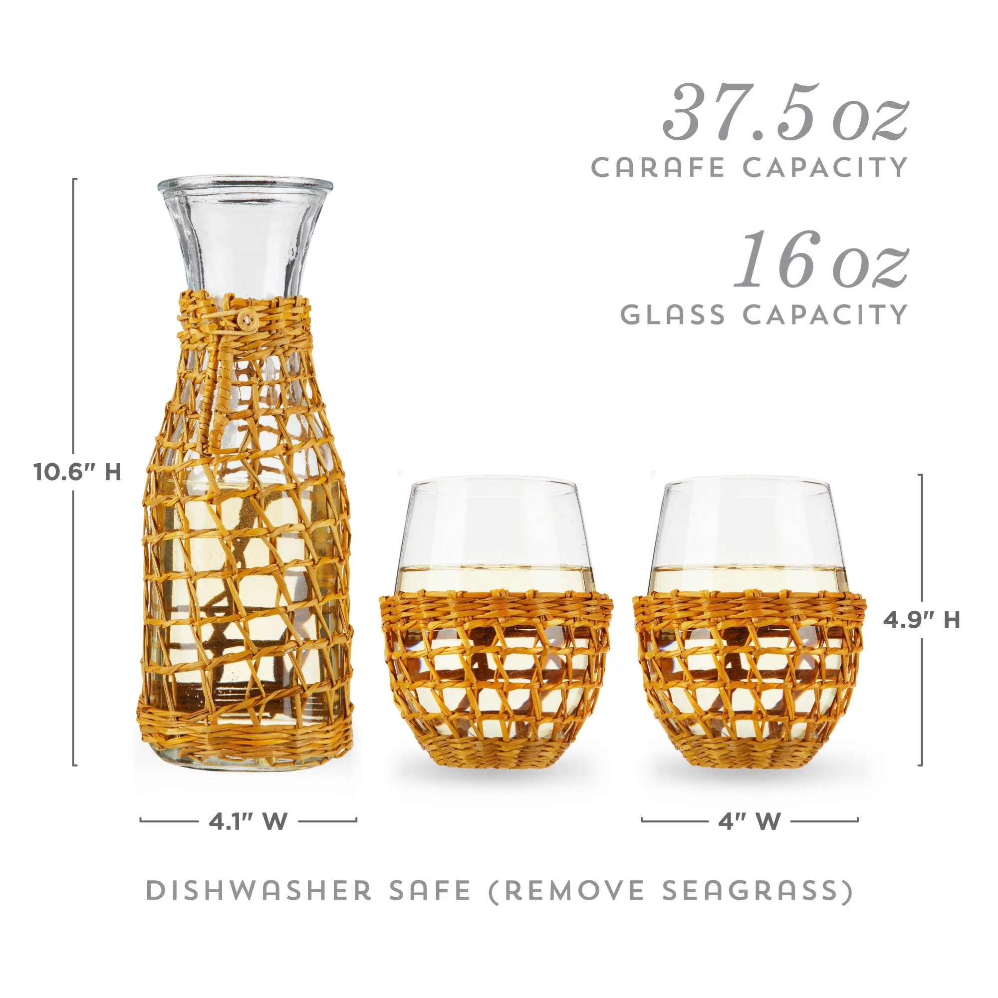 Island Carafe & Stemless Wine Glass Set