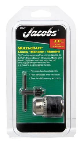 Jacobs 3/8 in. Drill Chuck 3/8 in. 3-Flat Shank 1 pc