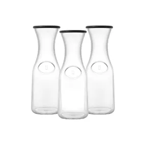 Joyjolt Hali Glass Bottle Pitcher With 6 Lids - 35 Oz - Set Of 3 Water Carafe - CLEAR ONE SIZE