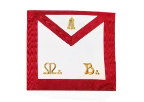 Junior Warden Scottish Rite Apron - Red Moire Gold Embroidery