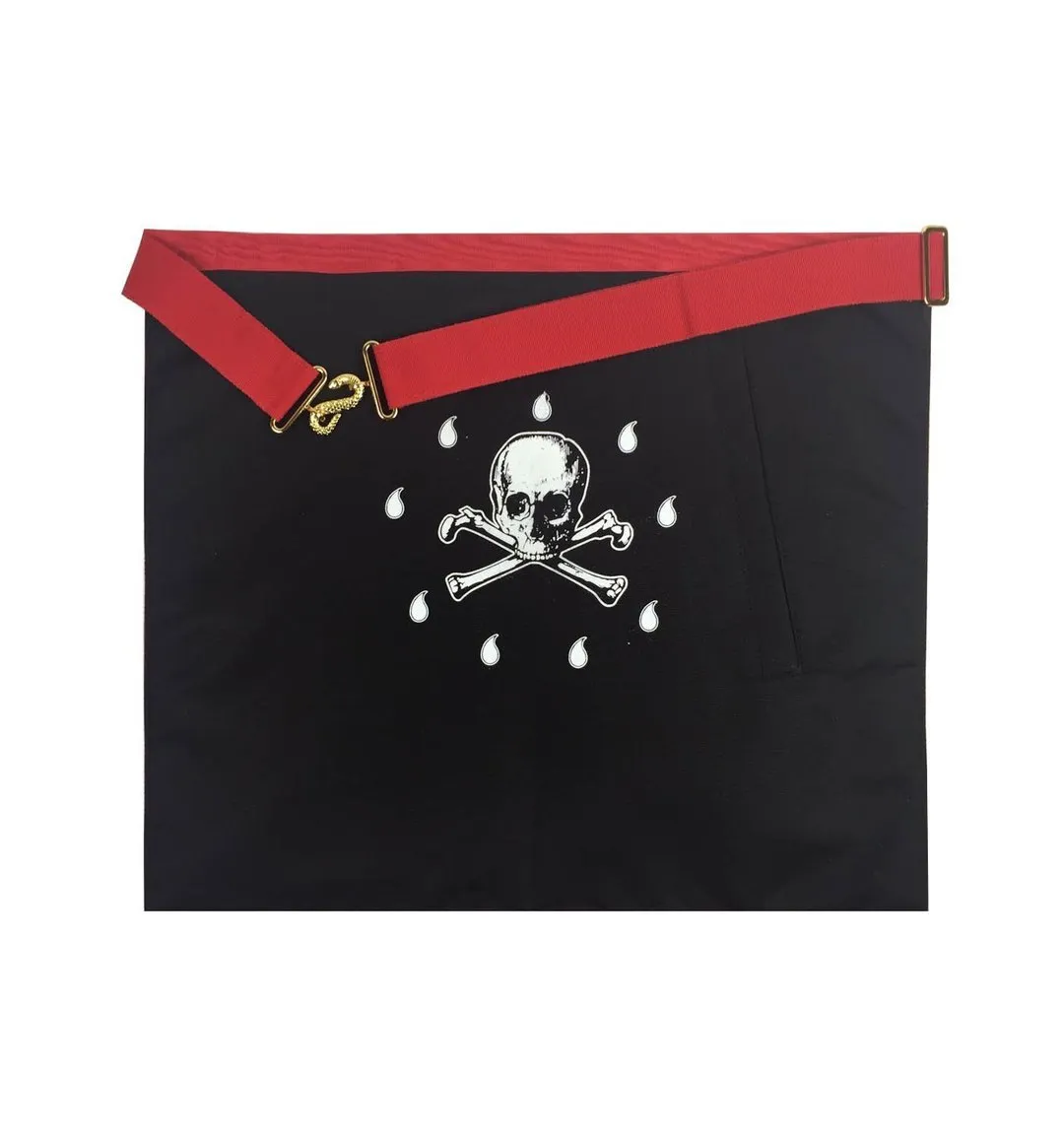 Junior Warden Scottish Rite Apron - Red Moire Gold Embroidery