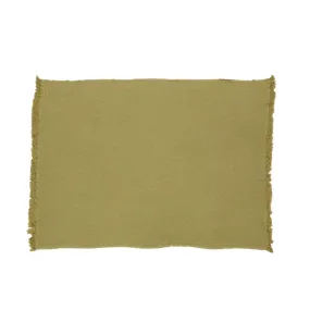 Katherine Contemporary Cotton Throw Blanket with Fringes, Olive