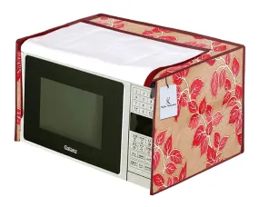 Kuber Industries Leaf Design PVC Microwave Oven Full Closure Cover for 23 Litre (Red) CTKTC33232