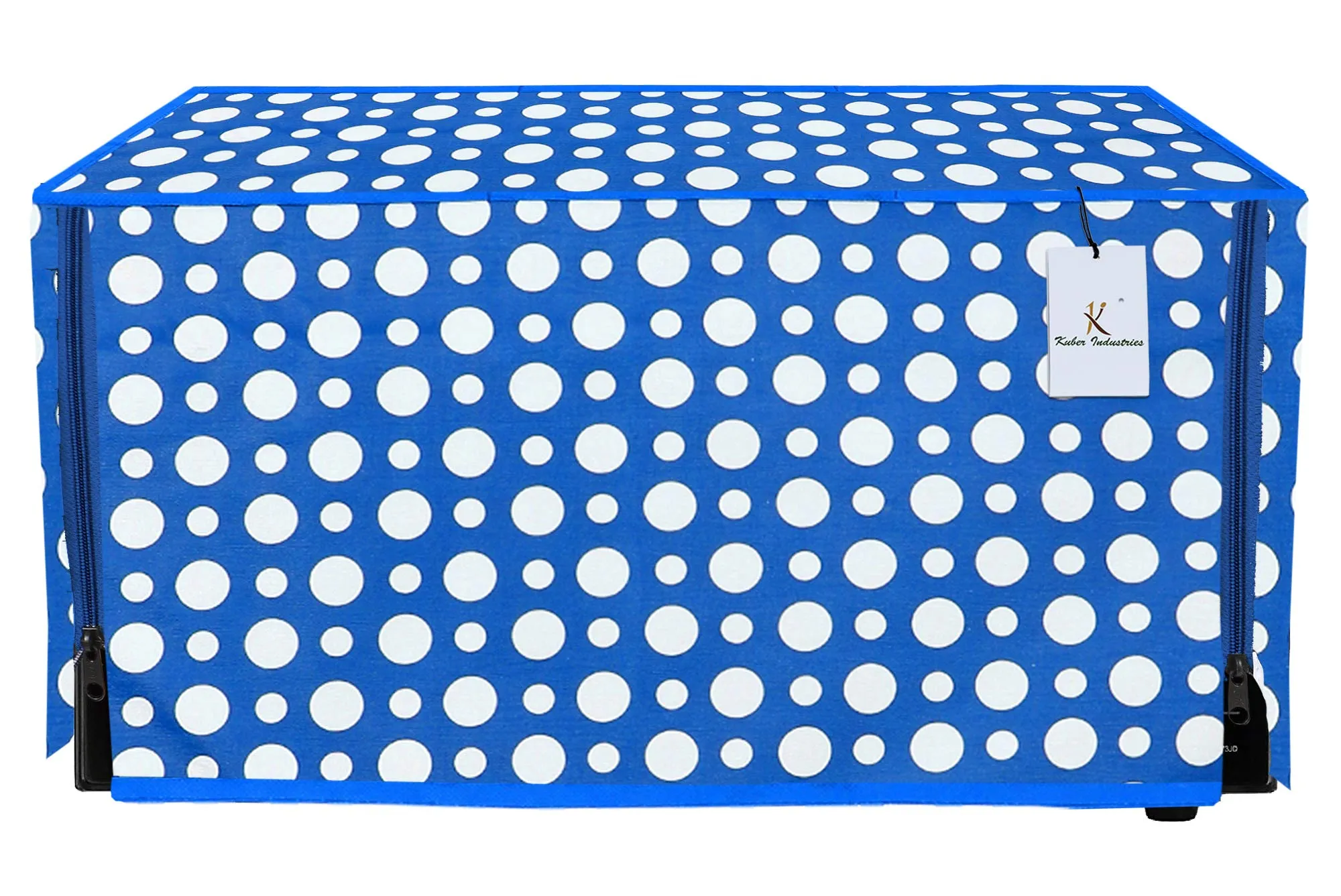 Kuber Industries Polka Dots Design PVC Microwave Oven Full Closure Cover for 23 Litre (Blue) CTKTC33224