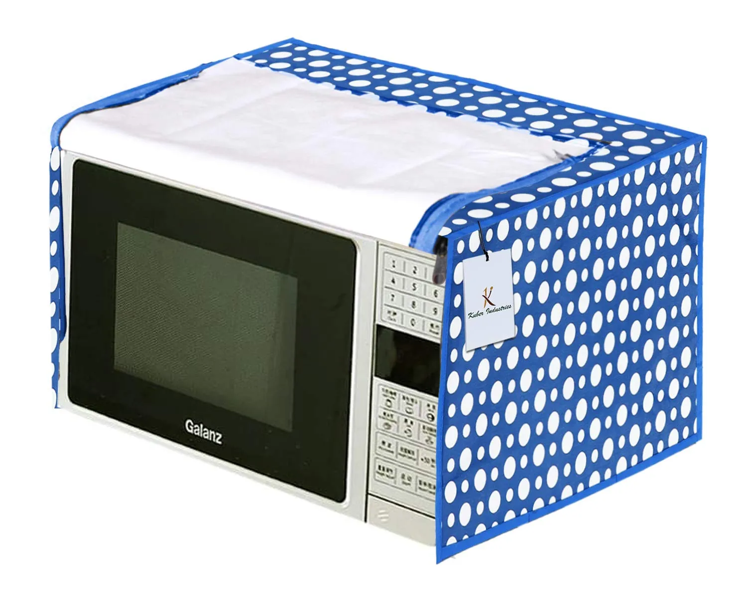 Kuber Industries Polka Dots Design PVC Microwave Oven Full Closure Cover for 23 Litre (Blue) CTKTC33224