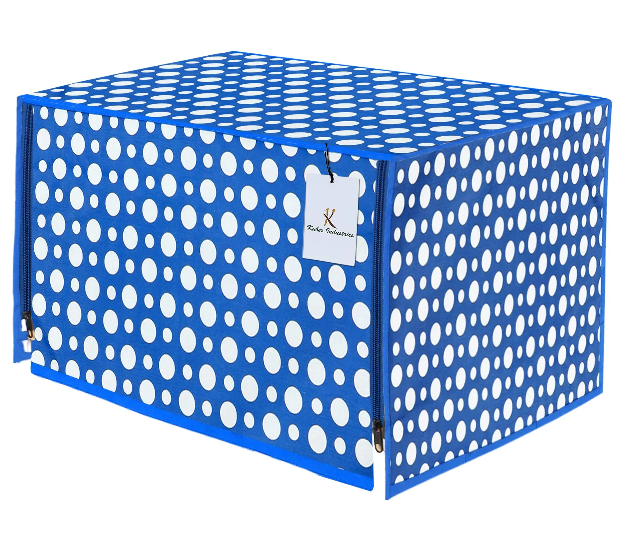 Kuber Industries Polka Dots Design PVC Microwave Oven Full Closure Cover for 23 Litre (Blue) CTKTC33224