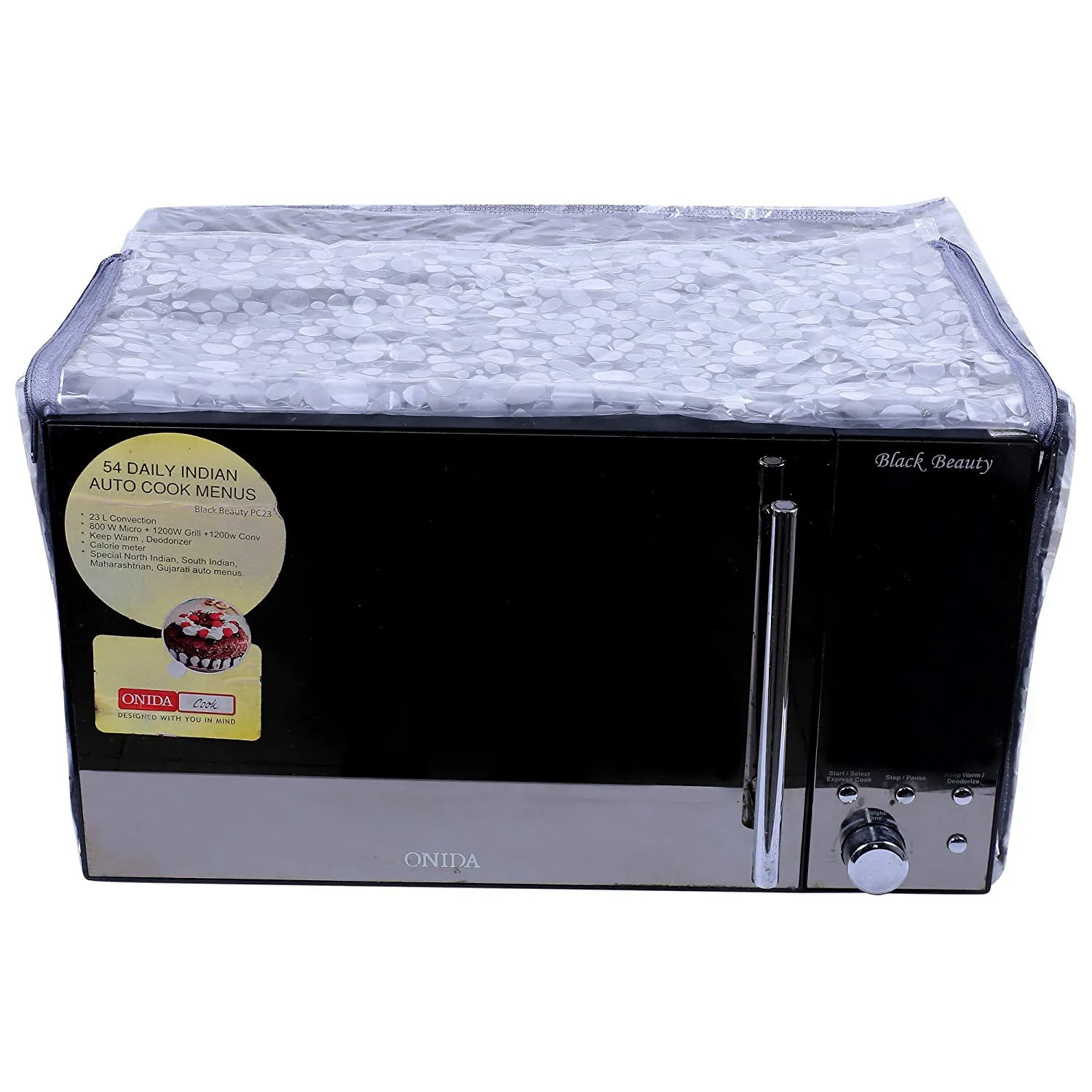 Kuber Industries PVC 3D Printed Microwave Oven Cover,20 LTR. (Grey)-HS43KUBMART26001, Standard