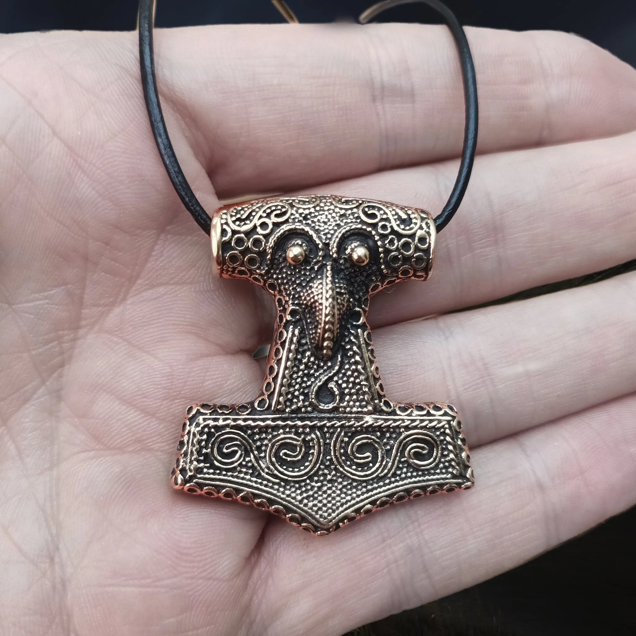 Large Bronze Skåne Thors Hammer Pendant