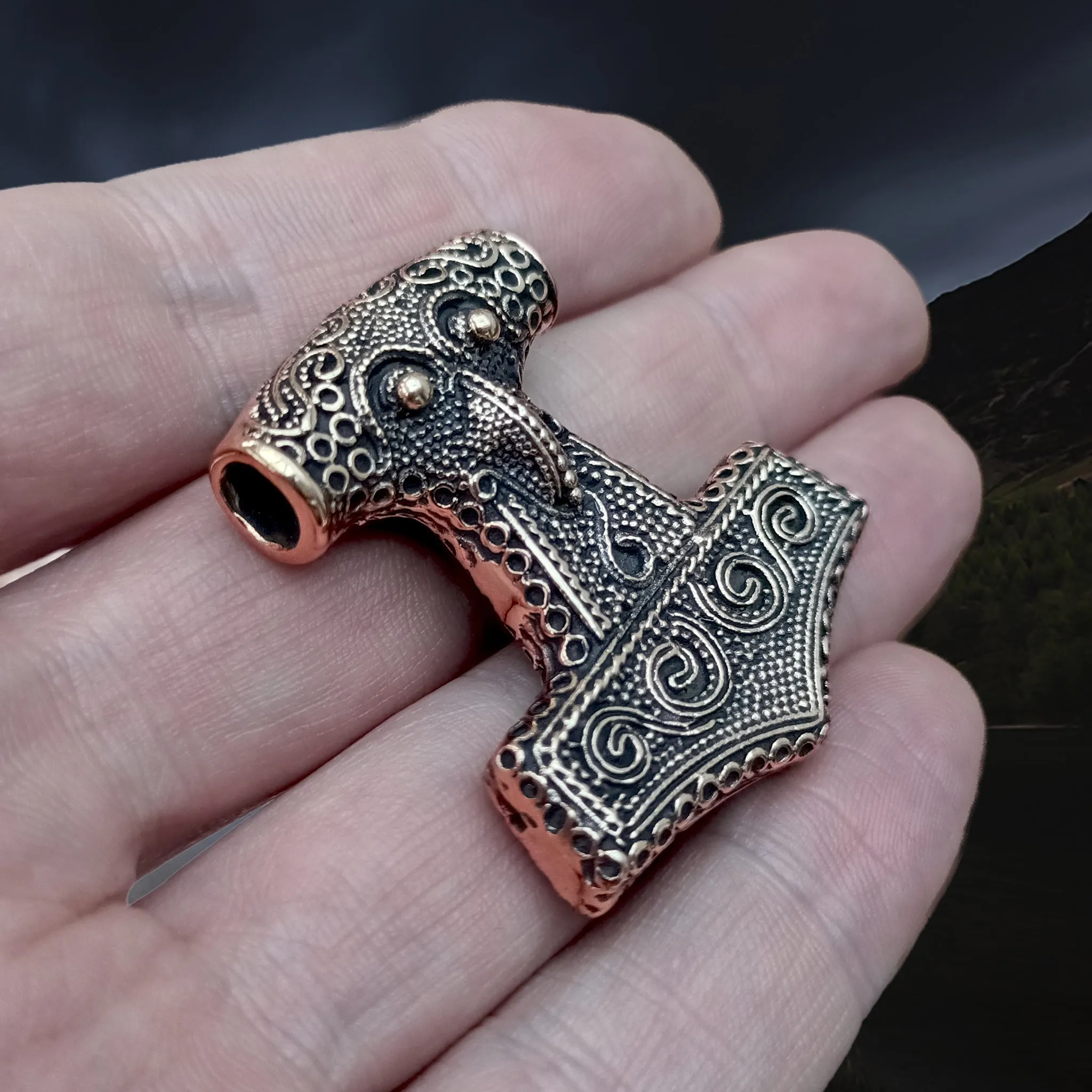 Large Bronze Skåne Thors Hammer Pendant