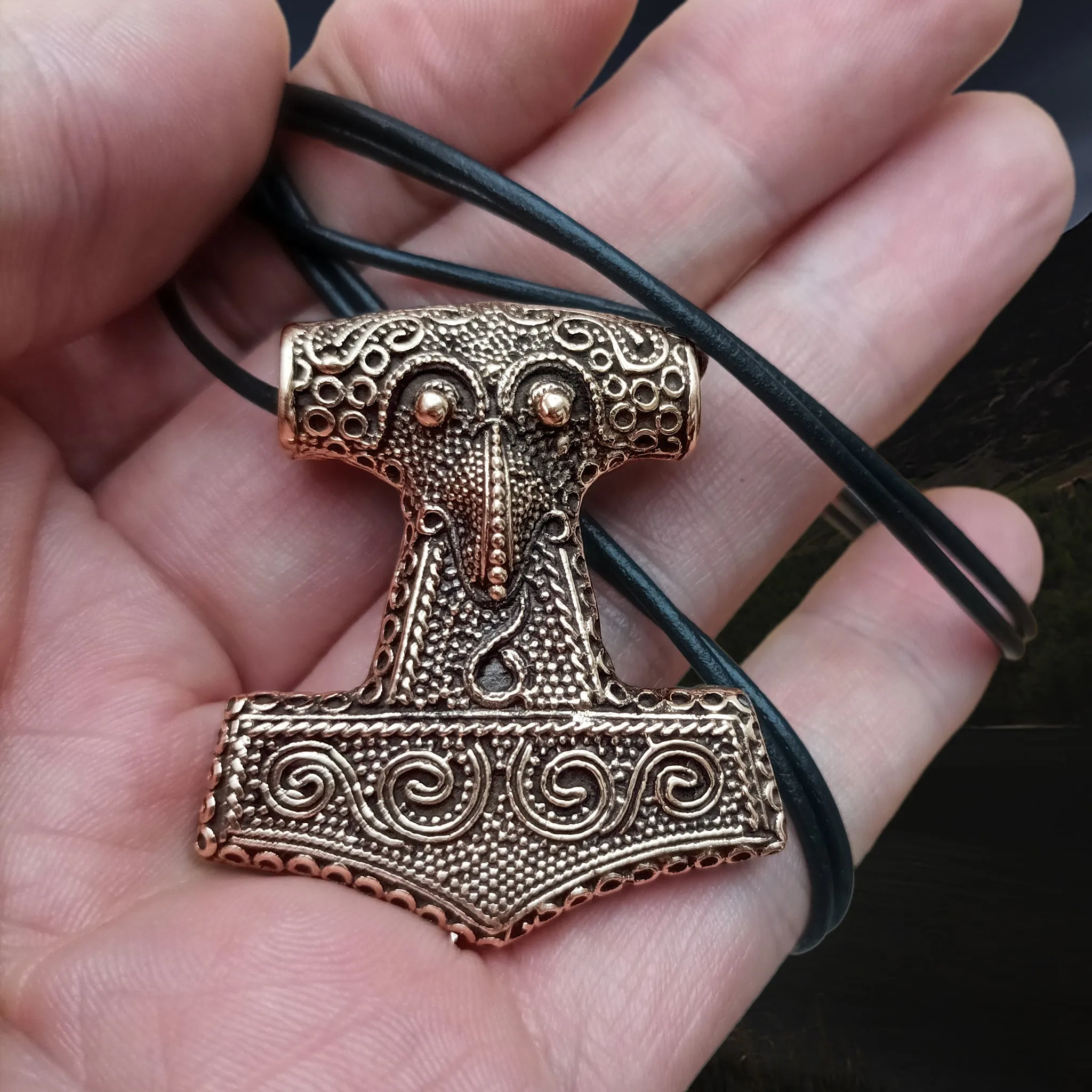 Large Bronze Skåne Thors Hammer Pendant