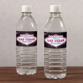 Las Vegas Water Bottle Label Dark Pink