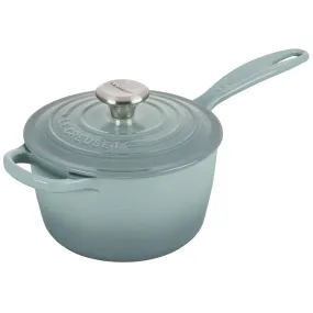 Le Creuset Signature Enameled Cast Iron Sauce Pan with Lid, 1.75-Quart, Sea Salt