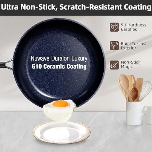 Lux 13pc Forged Lightweight Cookware Set PFAS Free, Healthy G10 Duralon Ceramic Coating, Ultra Non-Stick