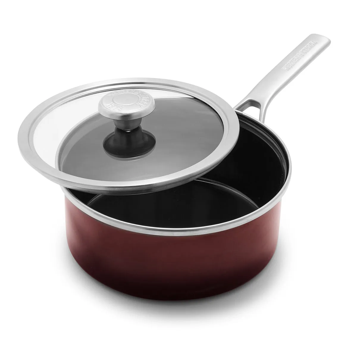 Merten & Storck Steel Core Enameled 2.5-Quart Saucepan with Lid | Chocolate Truffle