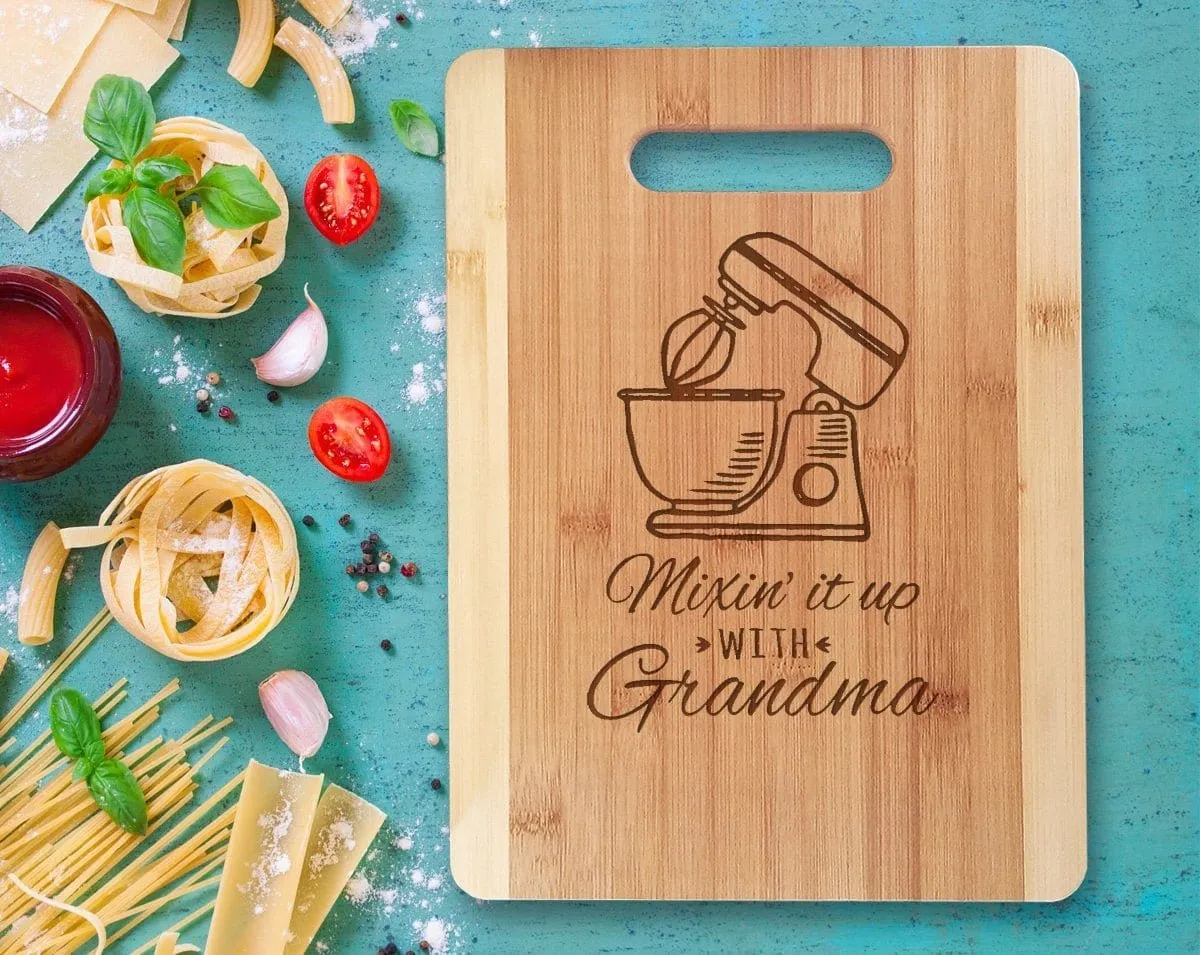 Mom Birthday Gift from Daughter Mix it Up Custom Kitchen Decor Cutting Board For Mommy from Son Mother Day Gift Grandma Christmas Present