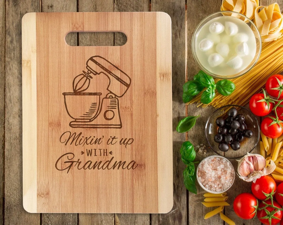 Mom Birthday Gift from Daughter Mix it Up Custom Kitchen Decor Cutting Board For Mommy from Son Mother Day Gift Grandma Christmas Present