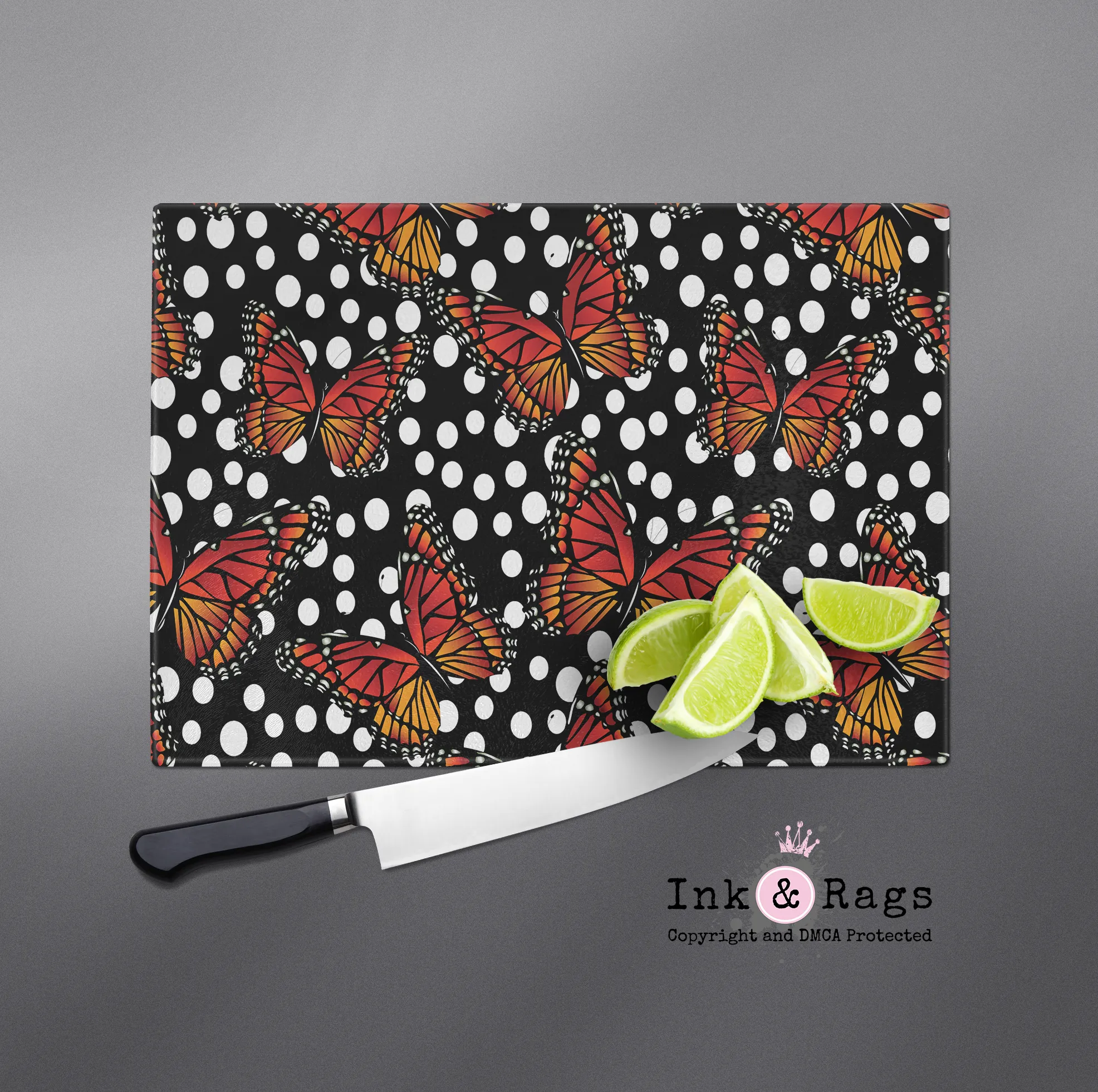 Monarch Butterfly Polka Dot Cutting Boards