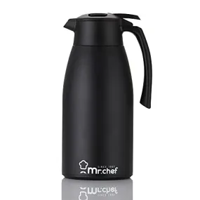 Mr.Chef High Insulated Stainless Vaccum Carafe/Cold 24hours and Hot 12hours, 2L, Black (2L)