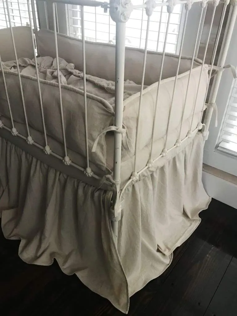 Natural Osnaburg Farmhouse Tailored Crib Bedding Set