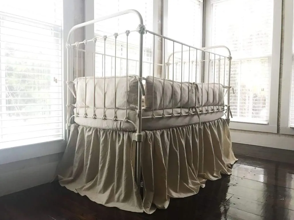 Natural Osnaburg Farmhouse Tailored Crib Bedding Set