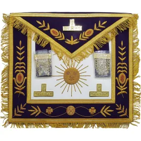 Past Master Blue Lodge California Regulation Apron - Gold Sun & Vinework