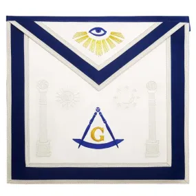 Past Master Masonic Regalia Apron – Master Masons Regalia Hand Embroidered Sun Moon Pillars Royal Blue Masonic  Apron