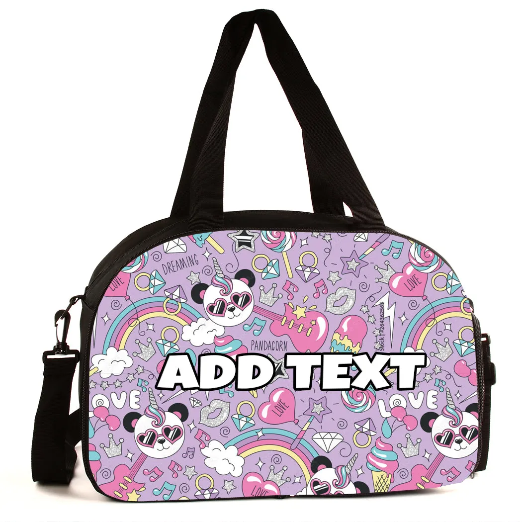 Personalized Backpacks, Lunch Bags, Duffel Bags, or Water Bottles with Full-Color - Panda Rainbow