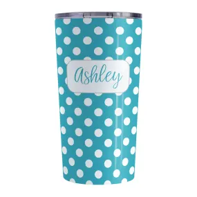 Personalized Turquoise Polka Dot Tumbler Cup