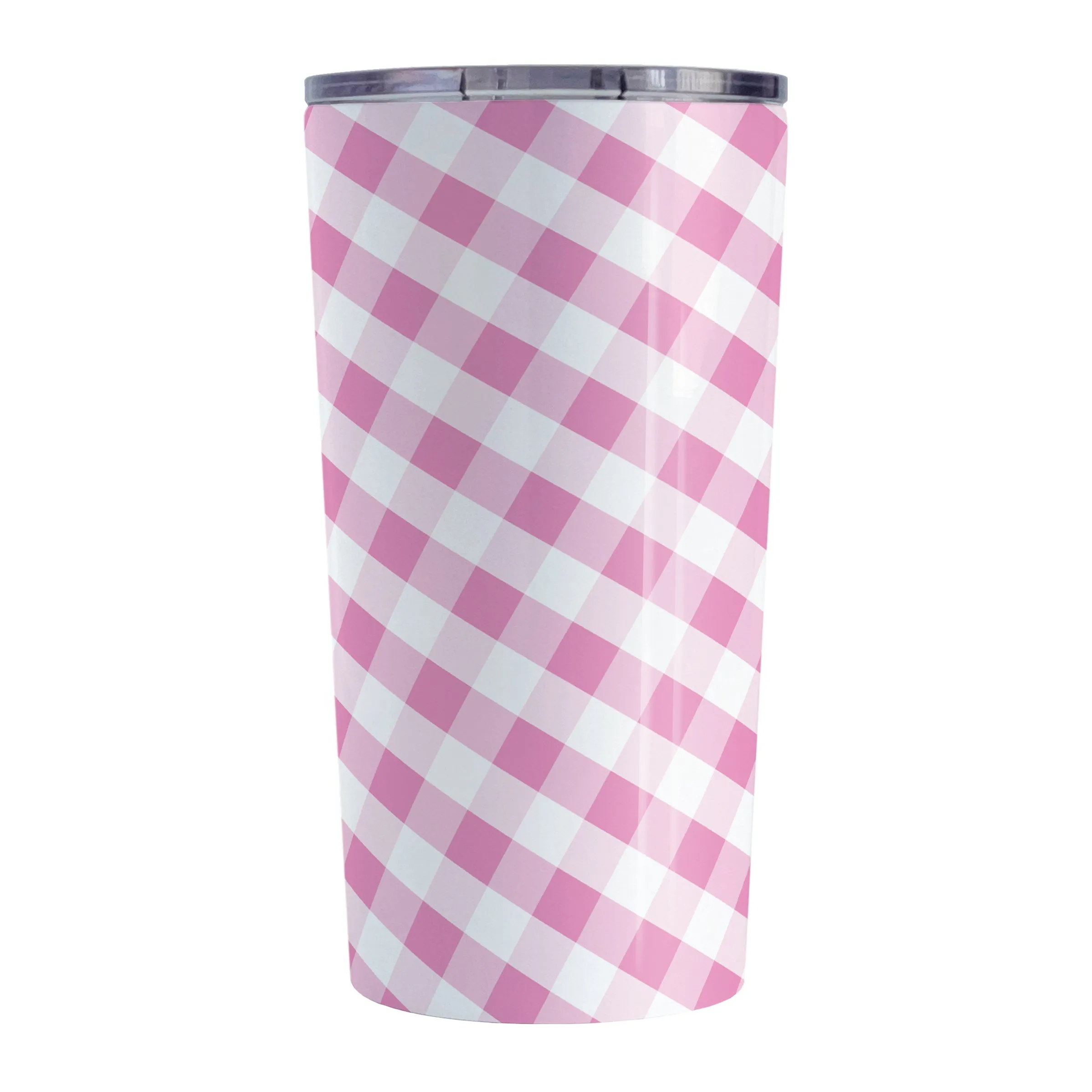 Pink Gingham Tumbler Cup