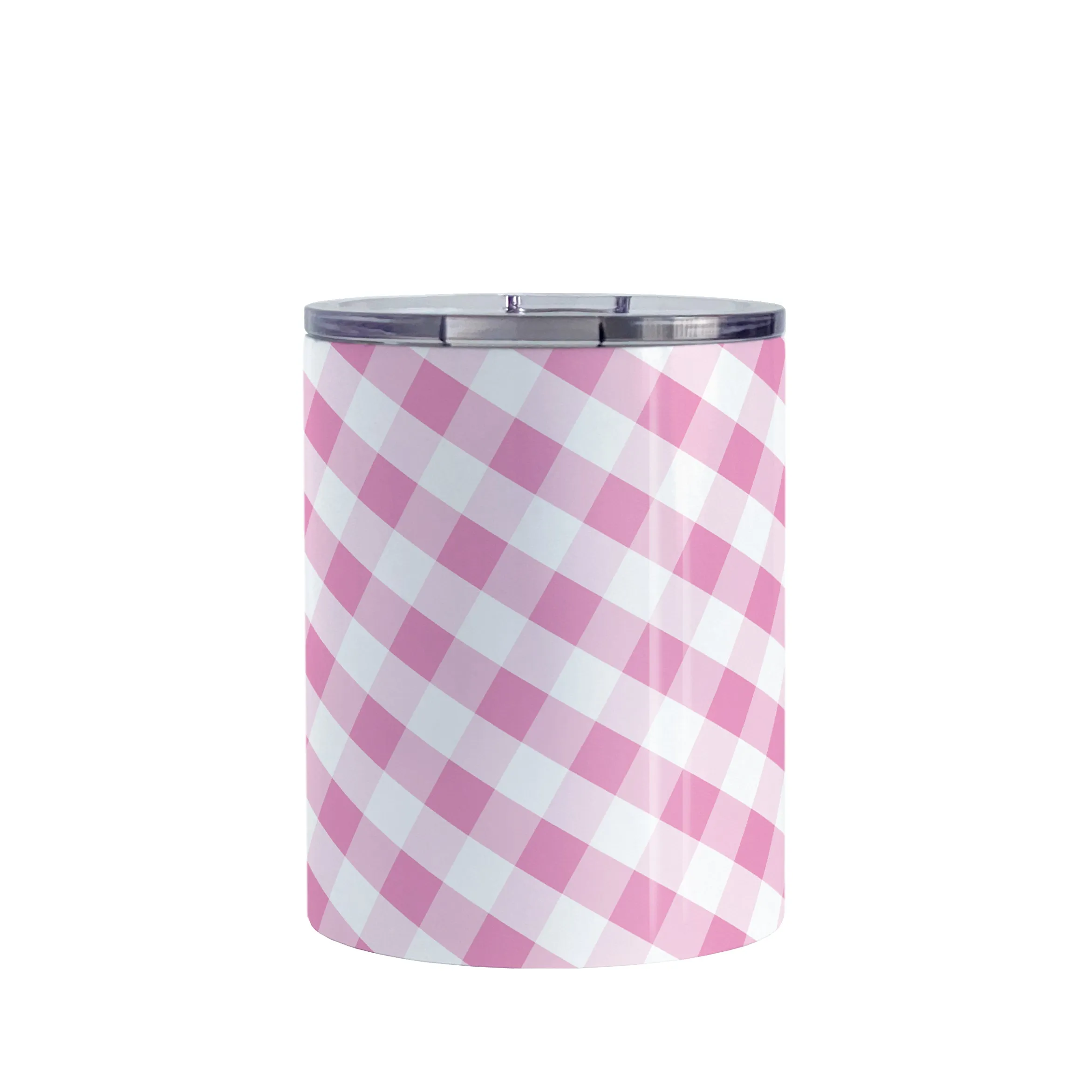 Pink Gingham Tumbler Cup