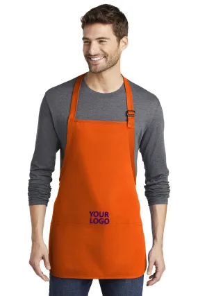 Port Authority Medium-Length Custom Aprons with Pouch Pockets, Orange