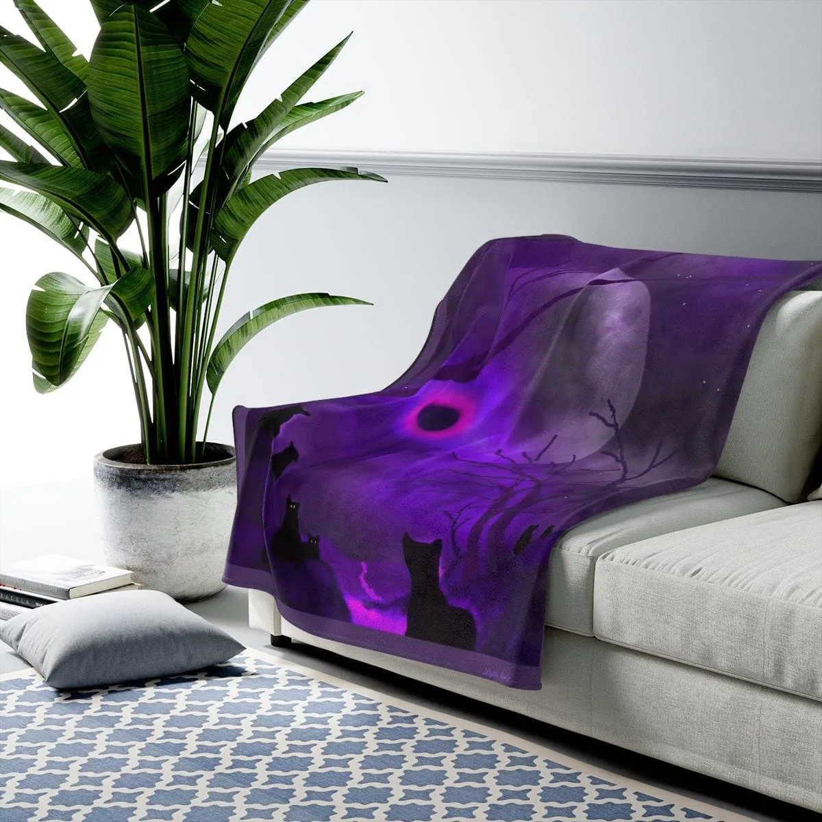 Purple Haze Cats Velveteen Plush Blanket