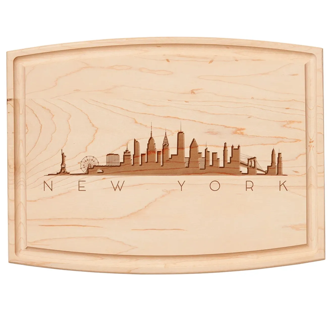 "Skyline New York City" Artisan Maple Cutting Board - 12 X 9"