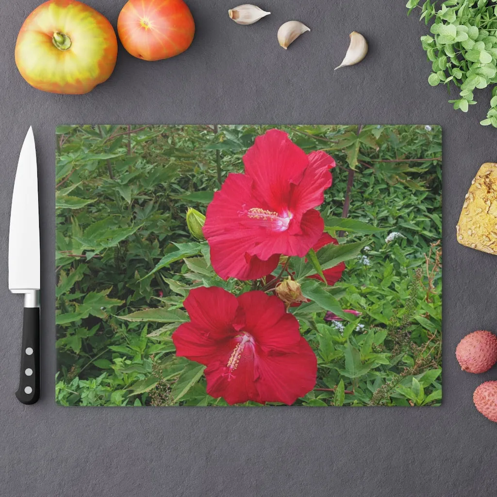 Red Flowers Cutting Board