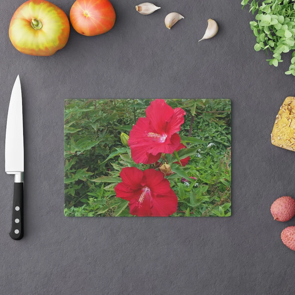 Red Flowers Cutting Board