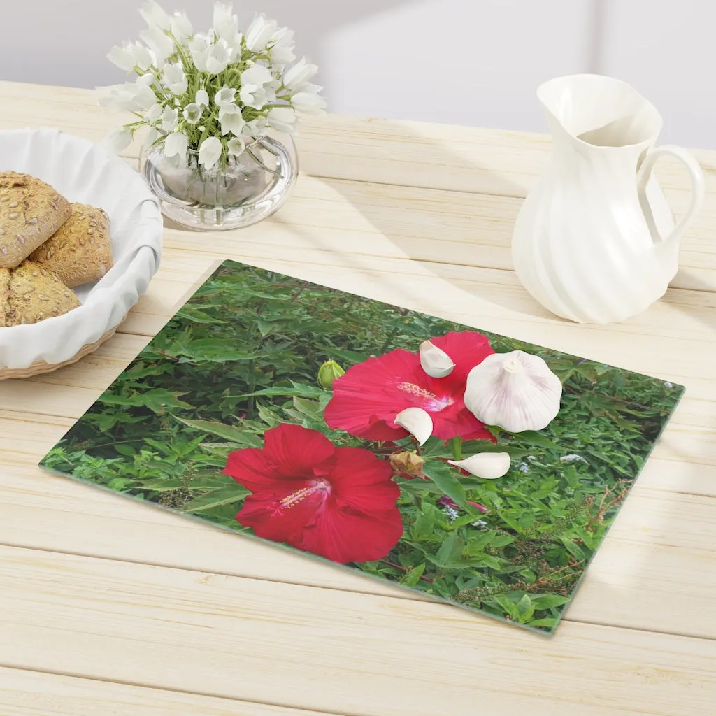 Red Flowers Cutting Board