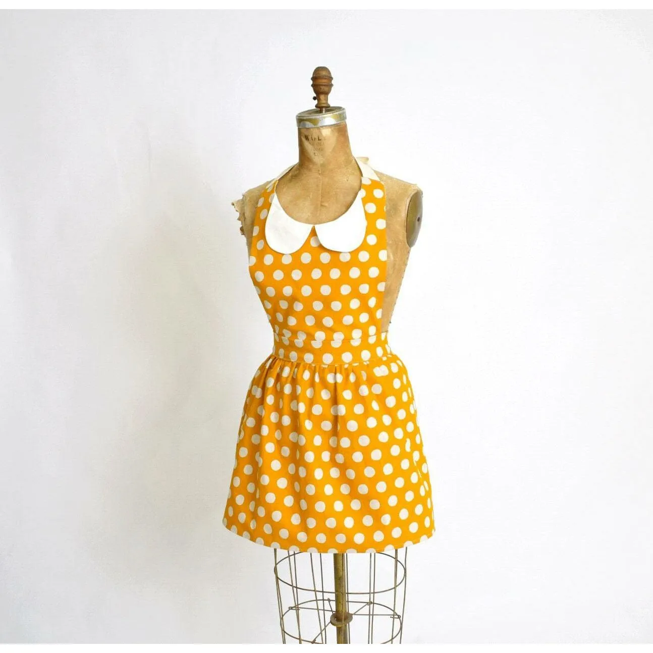 Retro Apron Mustard Polka Dot