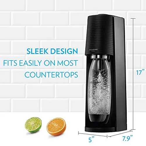 SodaStream Terra Sparkling Water Maker (Black) with CO2, DWS Bottle and Bubly Drop, Battery Powered