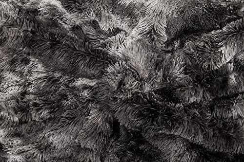 Super Soft Shaggy Fuzzy Fur Fluffy Faux Fur Warm Elegant Cozy with Sherpa  Print Dark Gray Throw Blanket (50" x 65")