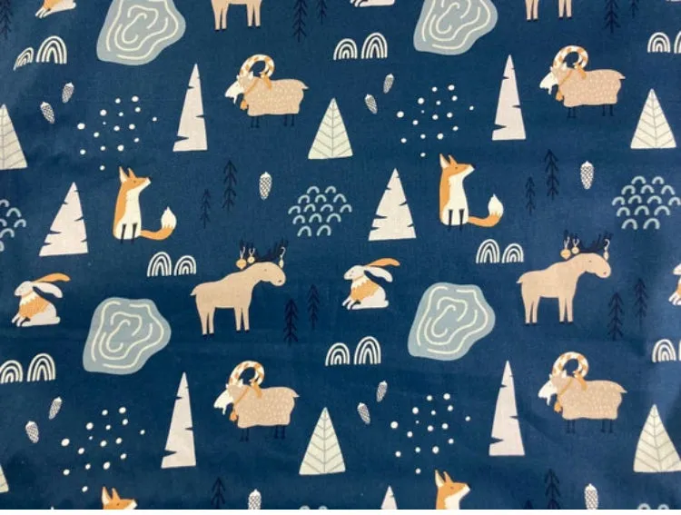 Teal Woodland Creatures   Cotton Weighted Blanket or Lap Pad Cotton Fabric - Toddler, Child, Teen, Adult -Dot Minky - Anxiety, Sleep.