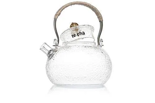 Te.Cha Tea Pot Cum Glass Kettle with Tea Infuser | Borosilicate Glass Carafe | Microwave & Stove Safe | Replacement Guarantee