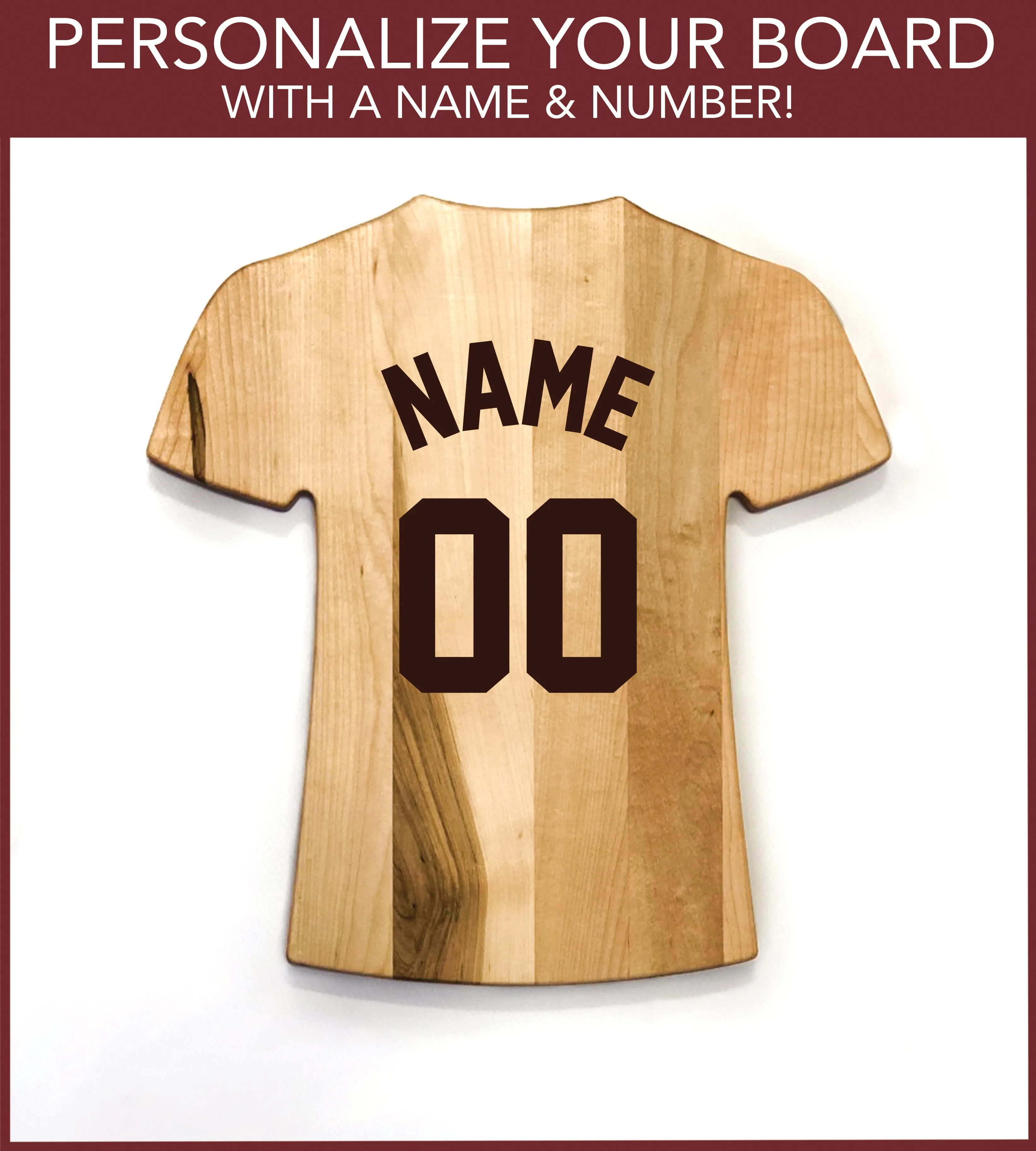 Texas Rangers Team Jersey Cutting Board | Customize With Your Name & Number | Add a Personalized Note