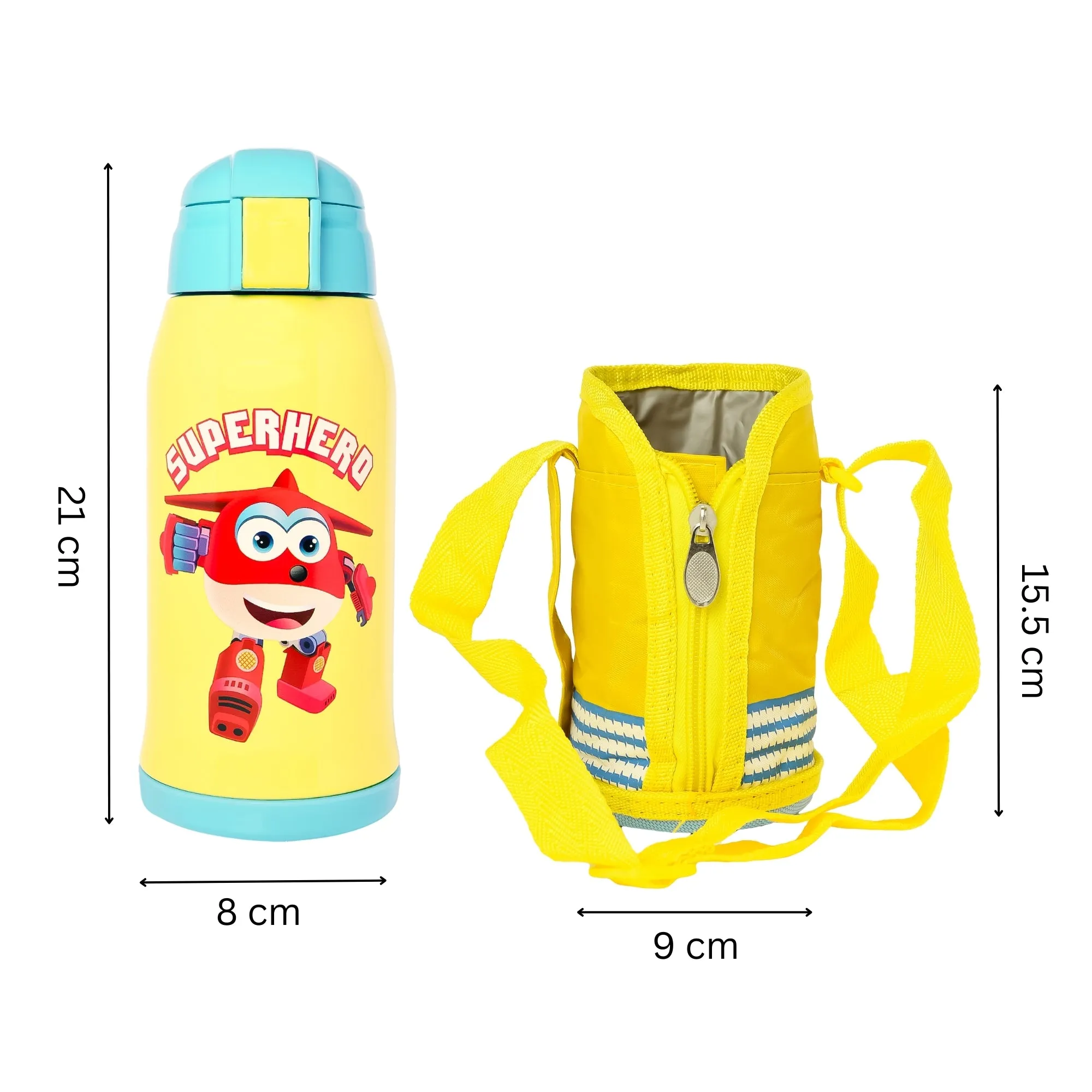 THE LITTLE LOOKERS Stainless Steel Insulated Sipper Bottle with Pop up Straw & Cover for Kids (550ml)